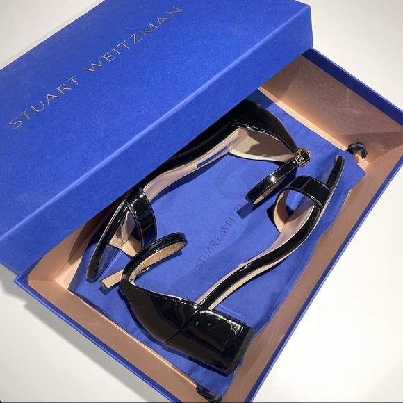 Stuart Weitzman Nearlynude block-heel sandals black patent - Picture 3 of 4